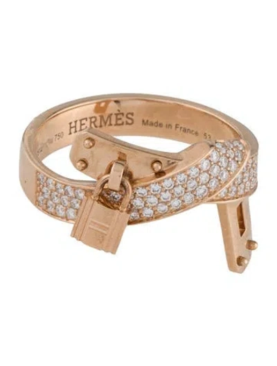 Pre-owned Hermes 18k Diamond Kelly Gavroche Ring In Multi