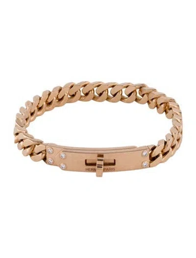 Pre-owned Hermes 18k Diamond Kelly Gourmette Bracelet, Very Small Model, 5.75" In Multi