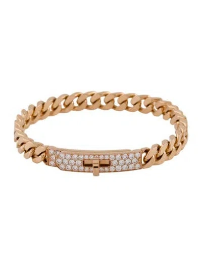 Pre-owned Hermes 18k Diamond Kelly Gourmette Bracelet, Very Small Model, 6" In Multicolor