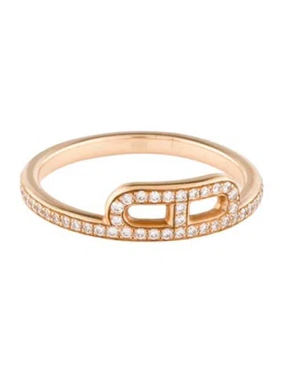 Pre-owned Hermes 18k Diamond Link D' Ring In Multi