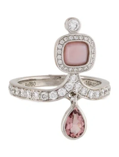 Pre-owned Hermes 18k Diamond, Opal & Tourmaline Cocktail Ring In Multi
