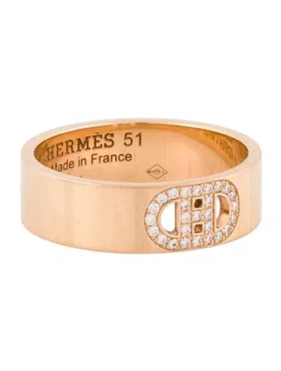 Pre-owned Hermes 18k Diamond Small H D'ancre Ring In Multi