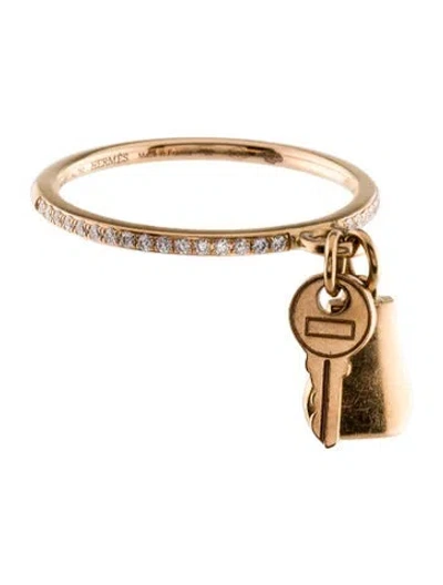 Pre-owned Hermes 18k Diamond Small Kelly Clochette Ring In Multi