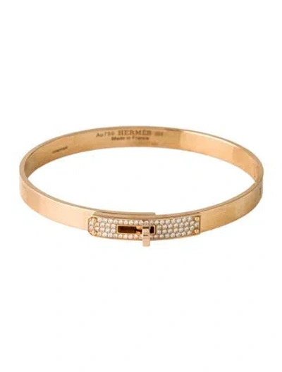 Pre-owned Hermes 18k Diamond Small Model Kelly Bangle Bracelet, 6.25" In Multi