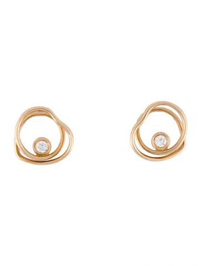 Pre-owned Hermes 18k Diamond Vertige Cœur Earrings, Very Small Model In Multi