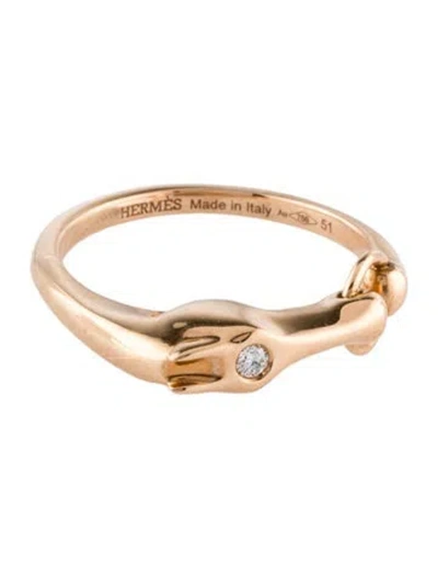 Pre-owned Hermes 18k Diamond Very Small Galop Ring In Multi