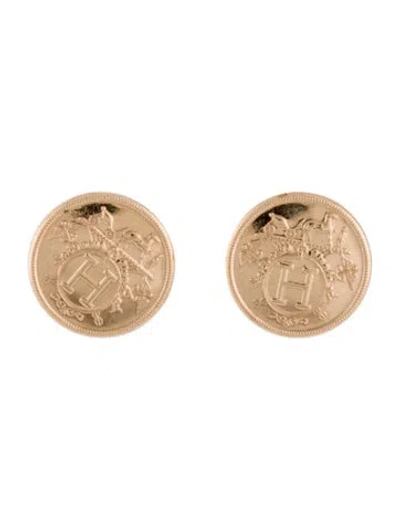 Pre-owned Hermes 18k Ex-libres Round Stud Earrings In Multi
