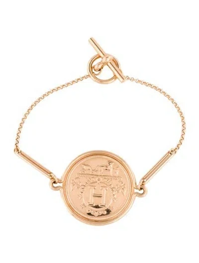 Pre-owned Hermes 18k Ex-libris Bracelet, Large Model, 6" In Multi