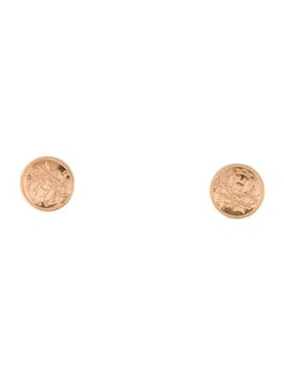 Pre-owned Hermes 18k Ex-libris Earrings, Very Small Model In Multi