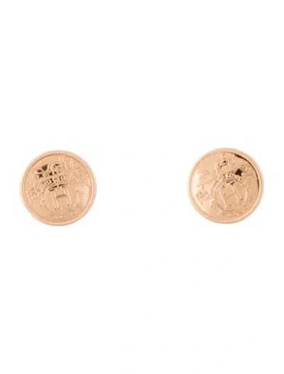 Pre-owned Hermes 18k Ex-libris Earrings, Very Small Model In Multi