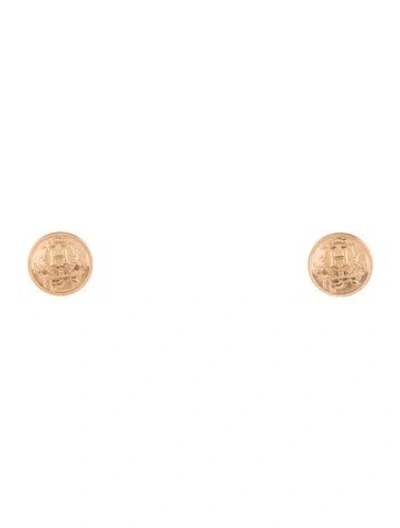 Pre-owned Hermes 18k Ex-libris Earrings, Very Small Model In Multi