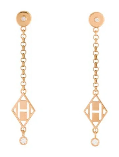 Pre-owned Hermes 18k Gambade Drop Earrings In Multi