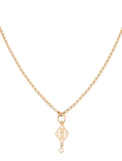 Pre-owned Hermes 18k Gambade Pendant Necklace, 18" In Multi