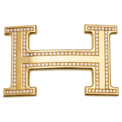 Pre-owned Hermes Hermès 18k Gold Diamond Belt Buckle For 32mm Belt