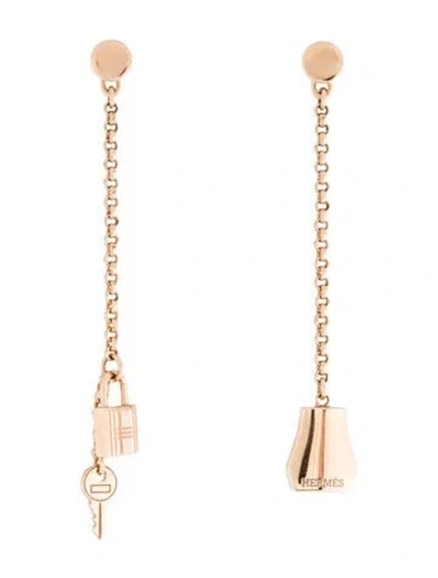 Pre-owned Hermes 18k Kelly Clochette Drop Earrings In Multi