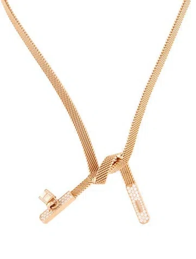 Pre-owned Hermes 18k Kelly Gavroche Necklace, 16" In Multicolor