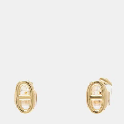 Pre-owned Hermes 18k Pink Gold Chaine D'ancre Farandole Stud Earrings