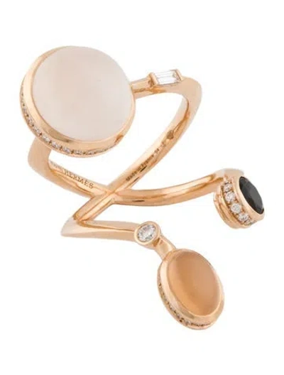 Pre-owned Hermes 18k Planètes & Météores Cocktail Ring In Multi