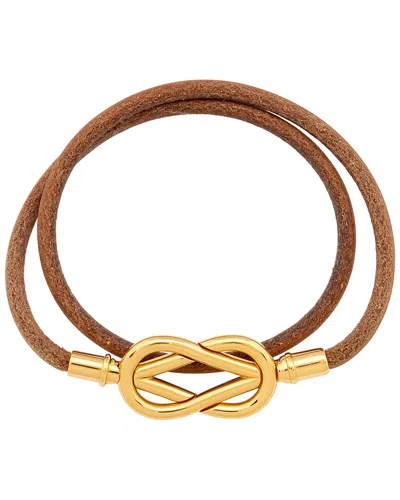 Pre-owned Hermes Hermès 18k Plated Atame Double Tour Bracelet (authentic Pre-loved)