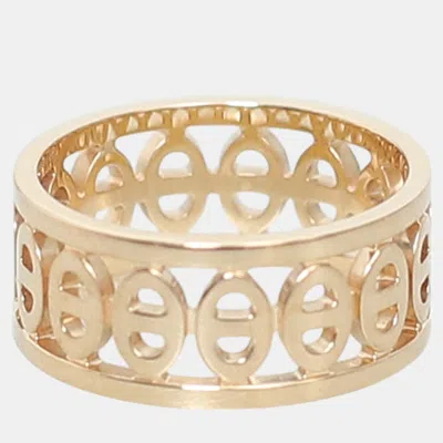 Pre-owned Hermes 18k Rose Gold Chaine D'ancre Divine Ring Eu 51