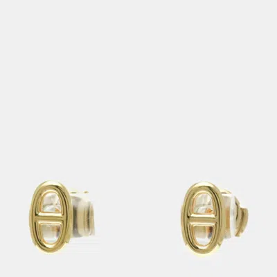 Pre-owned Hermes Chaine D'ancre Farandole No Stone Pink Gold 18k Stud Earrings