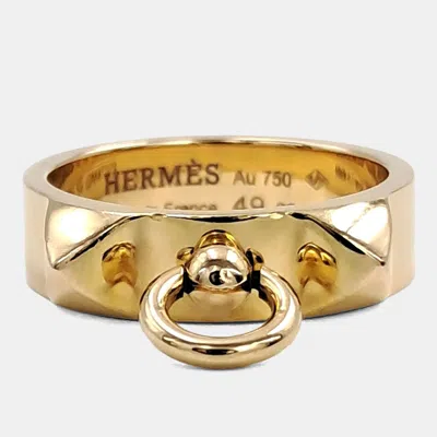 Pre-owned Hermes Hermès 18k Rose Gold Collier De Chiens Ring In Multicolor