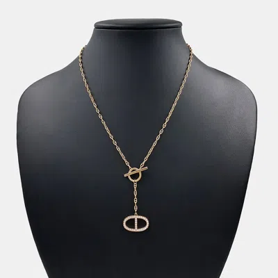 Pre-owned Hermes Hermès 18k Rose Gold Diamond Chandal Contour Necklace