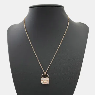 Pre-owned Hermes 18k Rose Gold Diamond Constance Necklace
