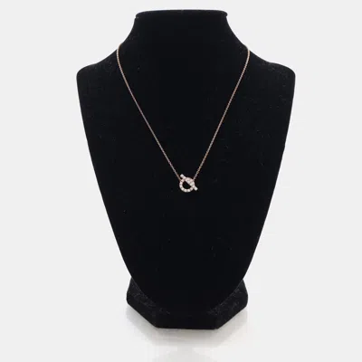 Pre-owned Hermes 18k Rose Gold Diamond Finesse Pendant Necklace