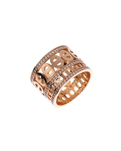 Pre-owned Hermes 18k Rose Gold Diamond Ring (authentic )