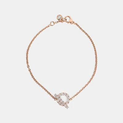 Pre-owned Hermes 18k Rose Gold Diamond Set Finesse Bracelet Size Lg
