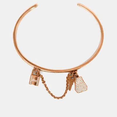 Pre-owned Hermes 18k Rose Gold Diamonds Kelly Cadenas Double Bracelet Small Model