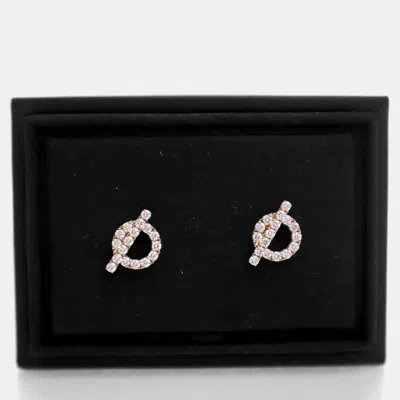 Pre-owned Hermes 18k Rose Gold Finesse Earrings