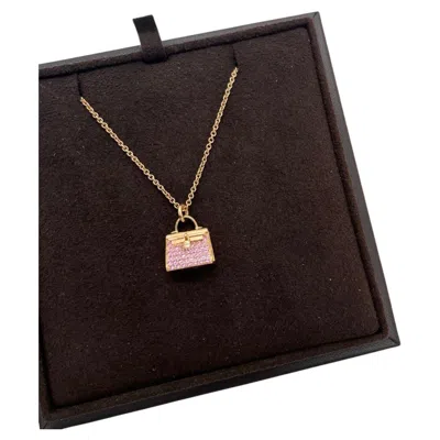 Pre-owned Hermes Hermès 18k Rose Gold Pink Sapphires Amulettes Kelly Pendant Necklace In Red