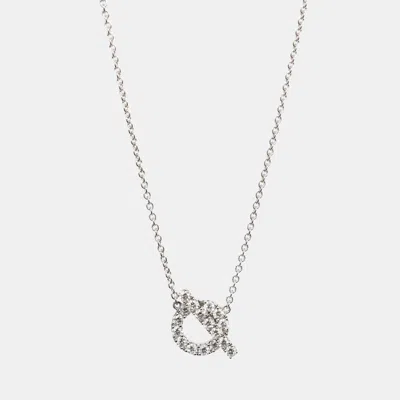 Pre-owned Hermes 18k White Gold Diamond Set Finesse Pendant Necklace