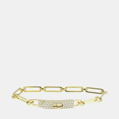 Pre-owned Hermes Kelly Pm Pave Yellow Gold 18k Diamond Charm Bracelet Gold