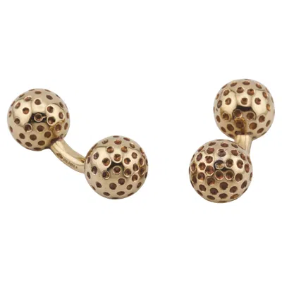 Pre-owned Hermes 18k Yellow Gold Golf Motif Dumbbell Cufflinks