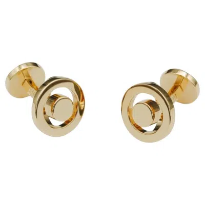 Pre-owned Hermes 18k Yellow Gold Round Bullseye Cufflinks