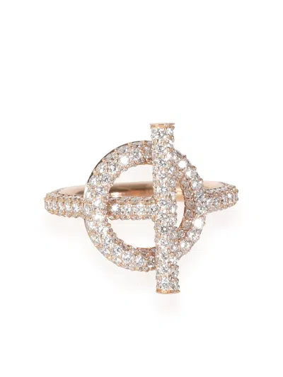 Pre-owned Hermes 18kt Rose Gold Echappee Diamond Ring