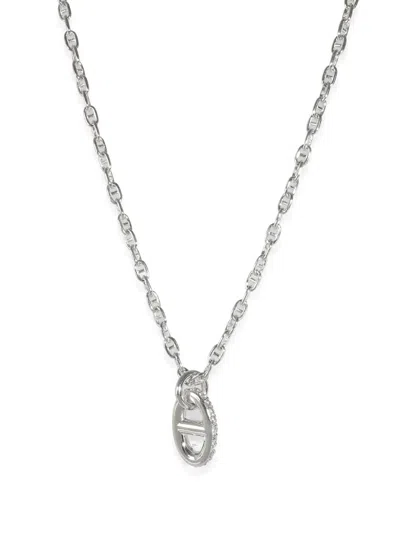 Pre-owned Hermes 18kt White Gold Farandole Diamond Necklace In 银色