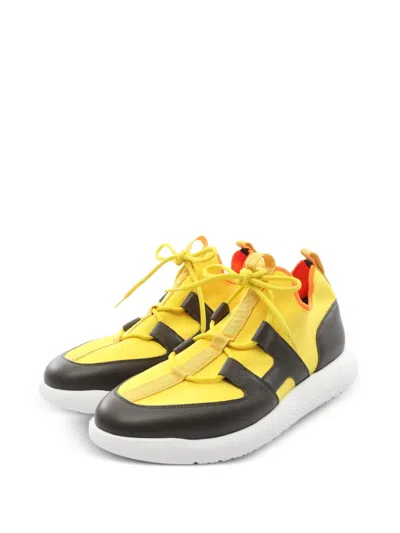 Pre-owned Hermes 1910s Duel Panelled Sneakers In Yellow