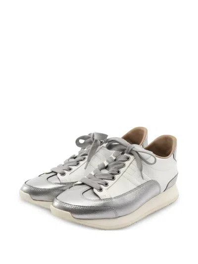 Pre-owned Hermes 1910s Quick Leather Sneakers In White