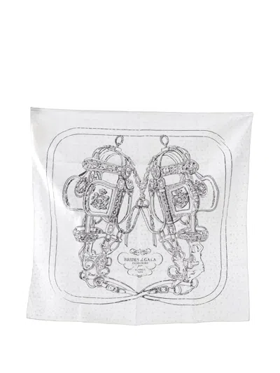 Pre-owned Hermes 1920 Brides De Gala 70 Scarf In White