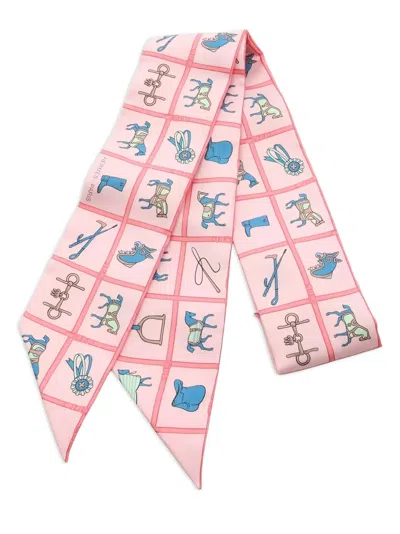 Pre-owned Hermes 1920 Couvertures Et Tenues De Jour Rose Twilly Scarf In Pink