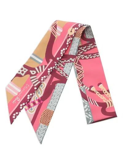 Pre-owned Hermes 1920 Fantaisie D'etriers Twilly Scarf In Pink