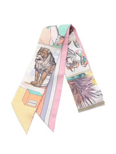 Pre-owned Hermes 1920 Grand Theatre Nouveau Twilly Scarf In White