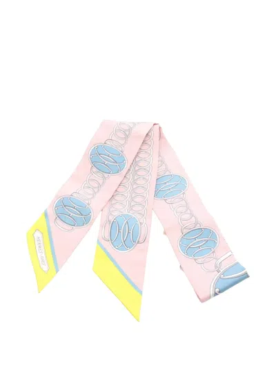 Pre-owned Hermes 1920 Lift Profile Twilly Scarf In Pink