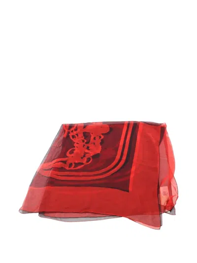 Pre-owned Hermes 1920s Brides De Gala Silk Shawl In Red