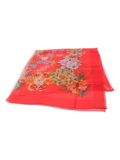Pre-owned Hermes 1920s Floral Silk Scarf In Red
