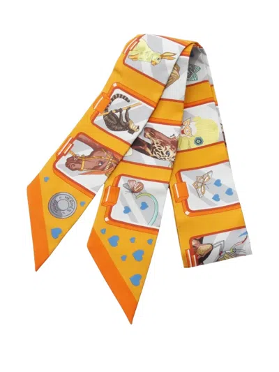 Pre-owned Hermes 1920s Silk Scarf In Orange